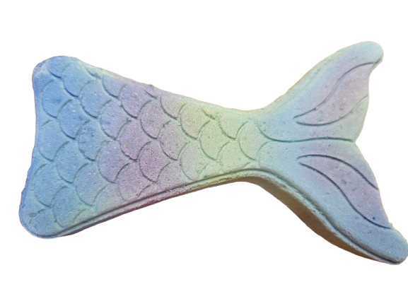 Gradient Bath Bomb mermaid tail with Bedtime fragrance  on a white background