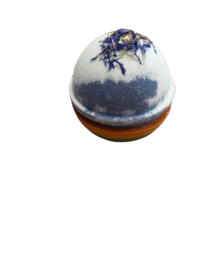 Peppermint & lavender with goat milk Bath bomb with Cornflower decorative elements 