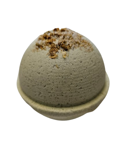bergamot and Clary Sgae with goat milk and french clay Bath bomb with Cornflower decorative elements 