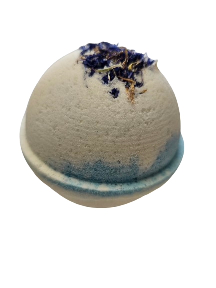 Escape Fragrance with goat milk Bath bomb with Cornflower decorative elements 