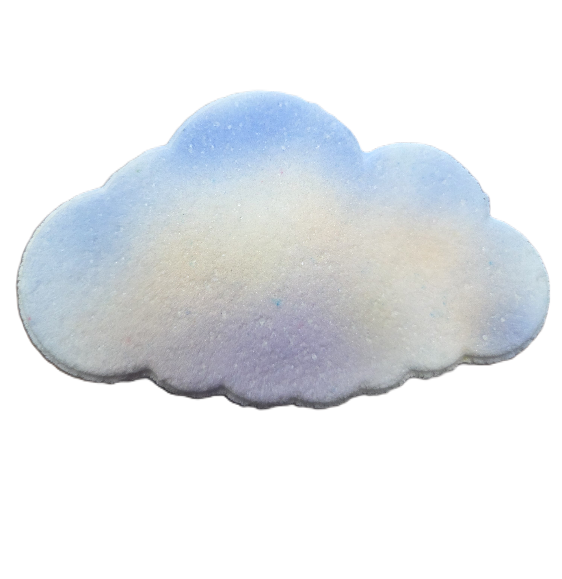 Cloud-shaped Bath Bomb with gradient color on a white background