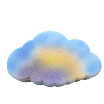 Cloud-shaped  Grape Bath Bomb with gradient color on a white background