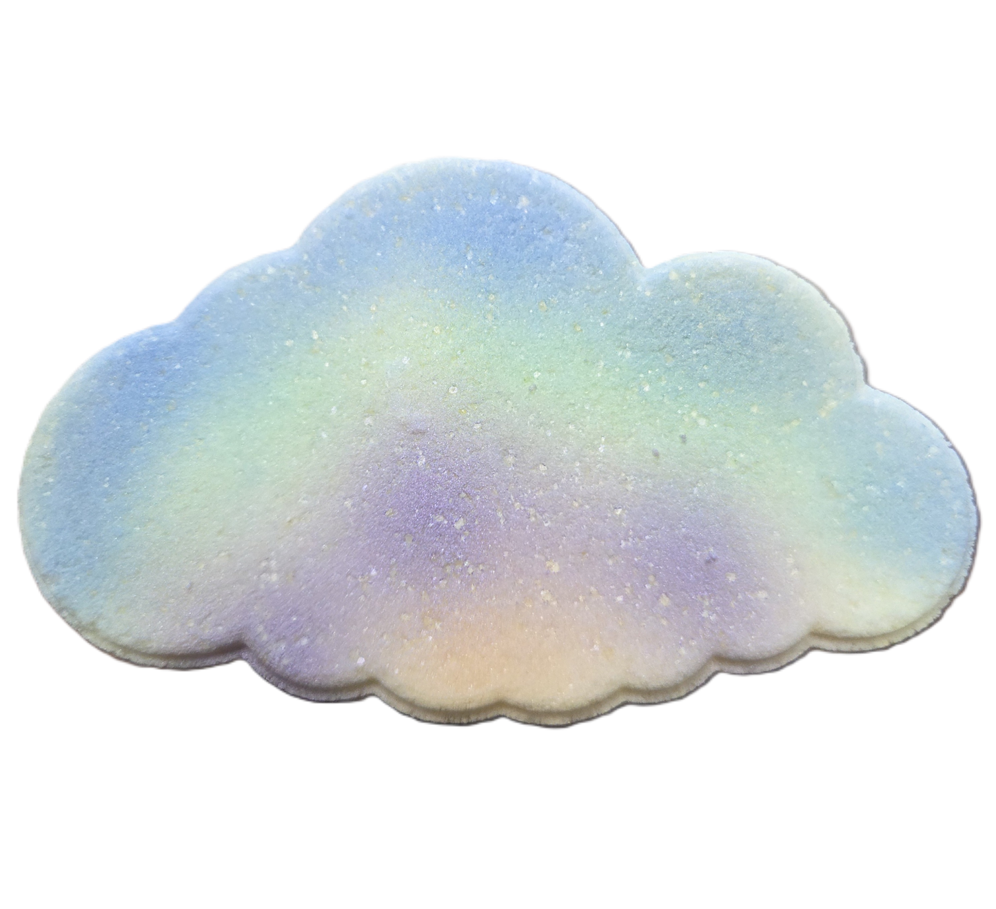 Cloud-shaped Lavender Bath Bomb with gradient color on a white background