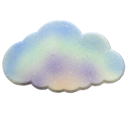 Cloud-shaped Lavender Bath Bomb with gradient color on a white background