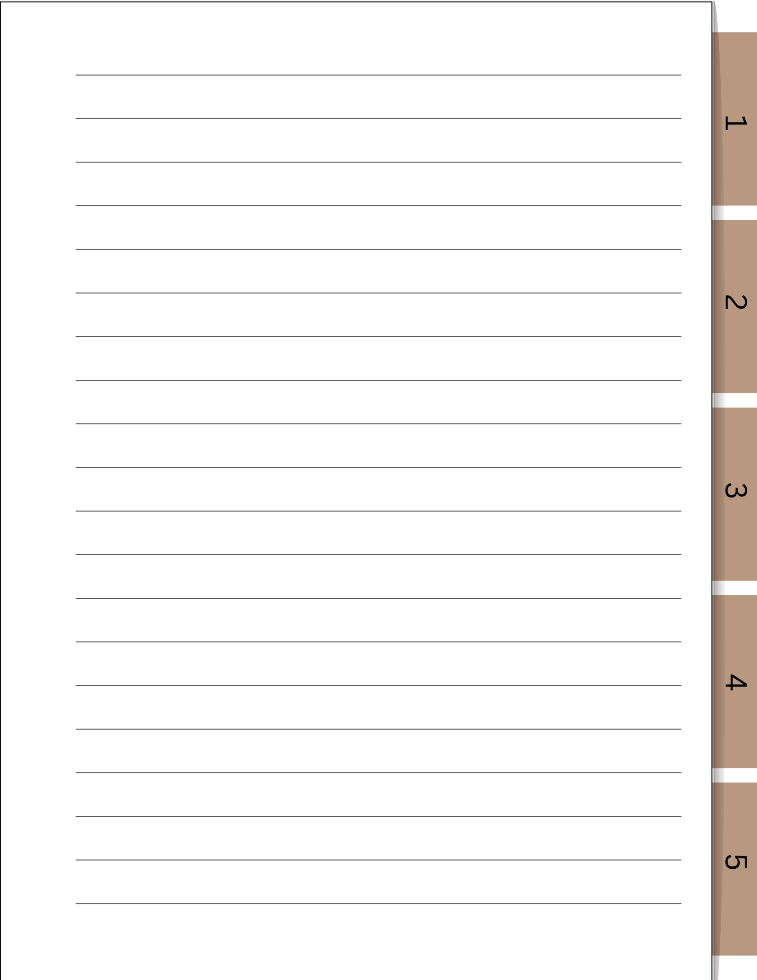 Lined paper with a brown ruler on the right side