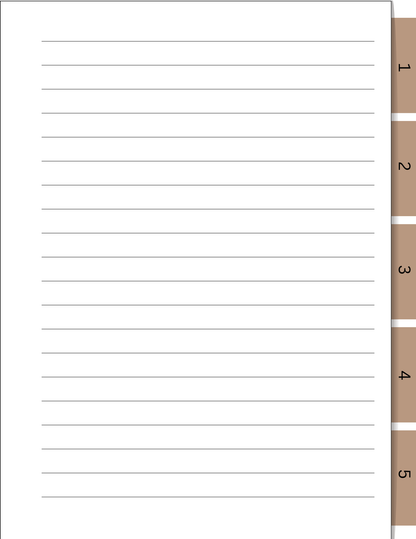 Lined paper with a brown ruler on the right side