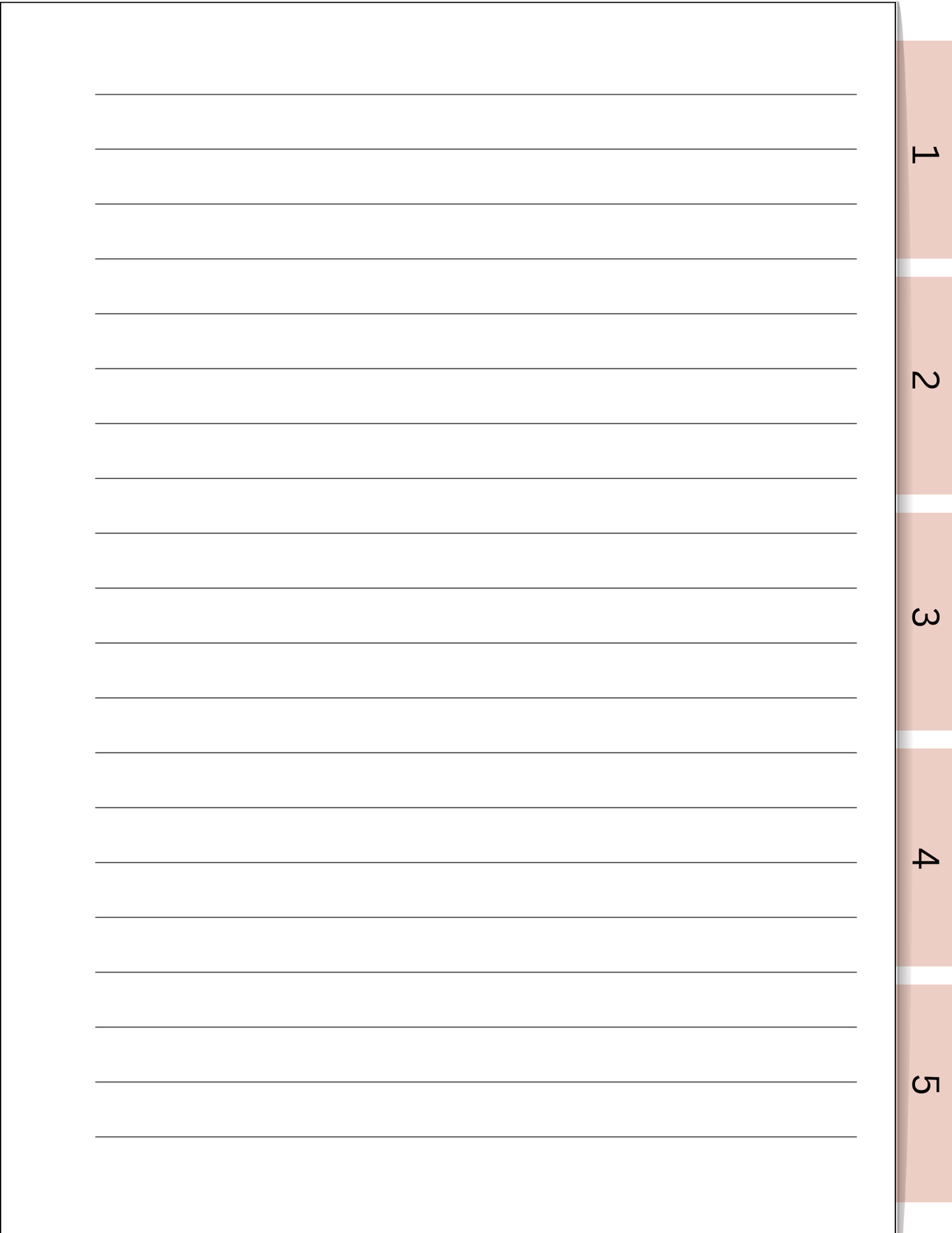 Lined paper with a pink ruler on the right side