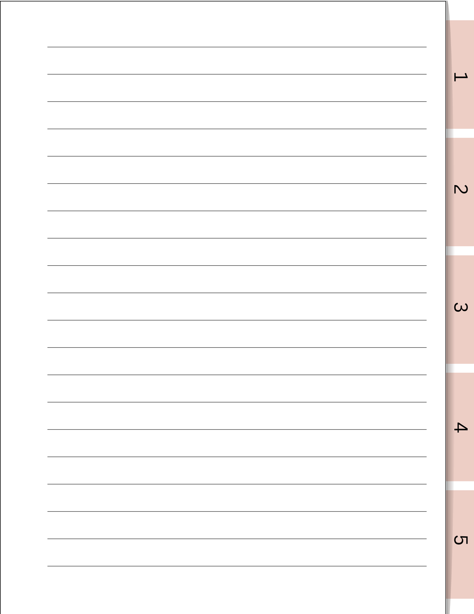 Lined paper with a pink ruler on the right side